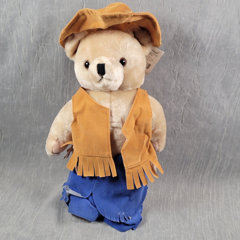 Pacific Craft Cowboy Teddy Bear 12" Tan Western Fringed Handmade Outfit